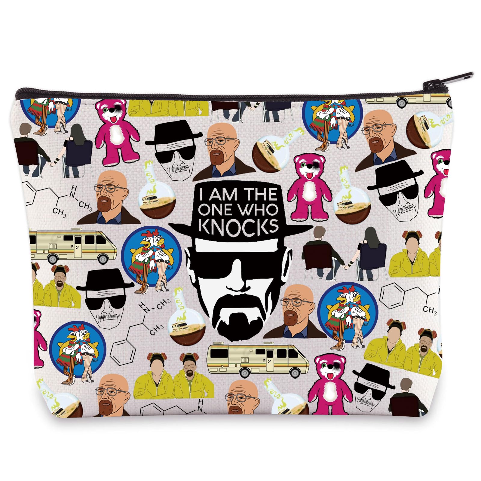 WZMPA Walter White Fans Cosmetic Bag Jesse Pinkman Fans I Am The One Who Knocks Makeup Zipper Pouch Bag Walter White Merchandise (one who Knocks)