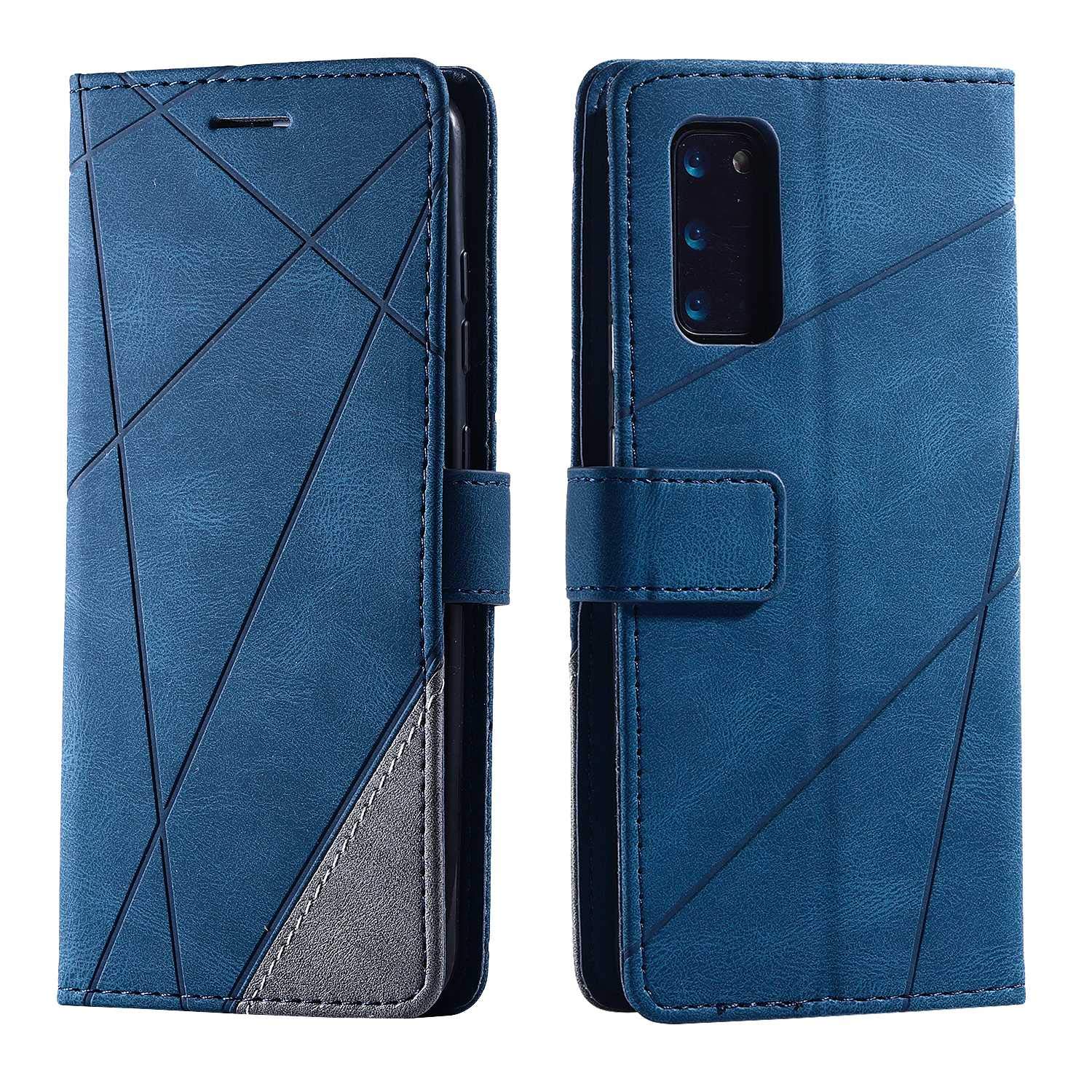 SONWO Case for Galaxy S20 Case, Premium Leather Flip Wallet Case Magnetic Closure Card Slots Kickstand Phone Case for Samsung Galaxy S20, Blue