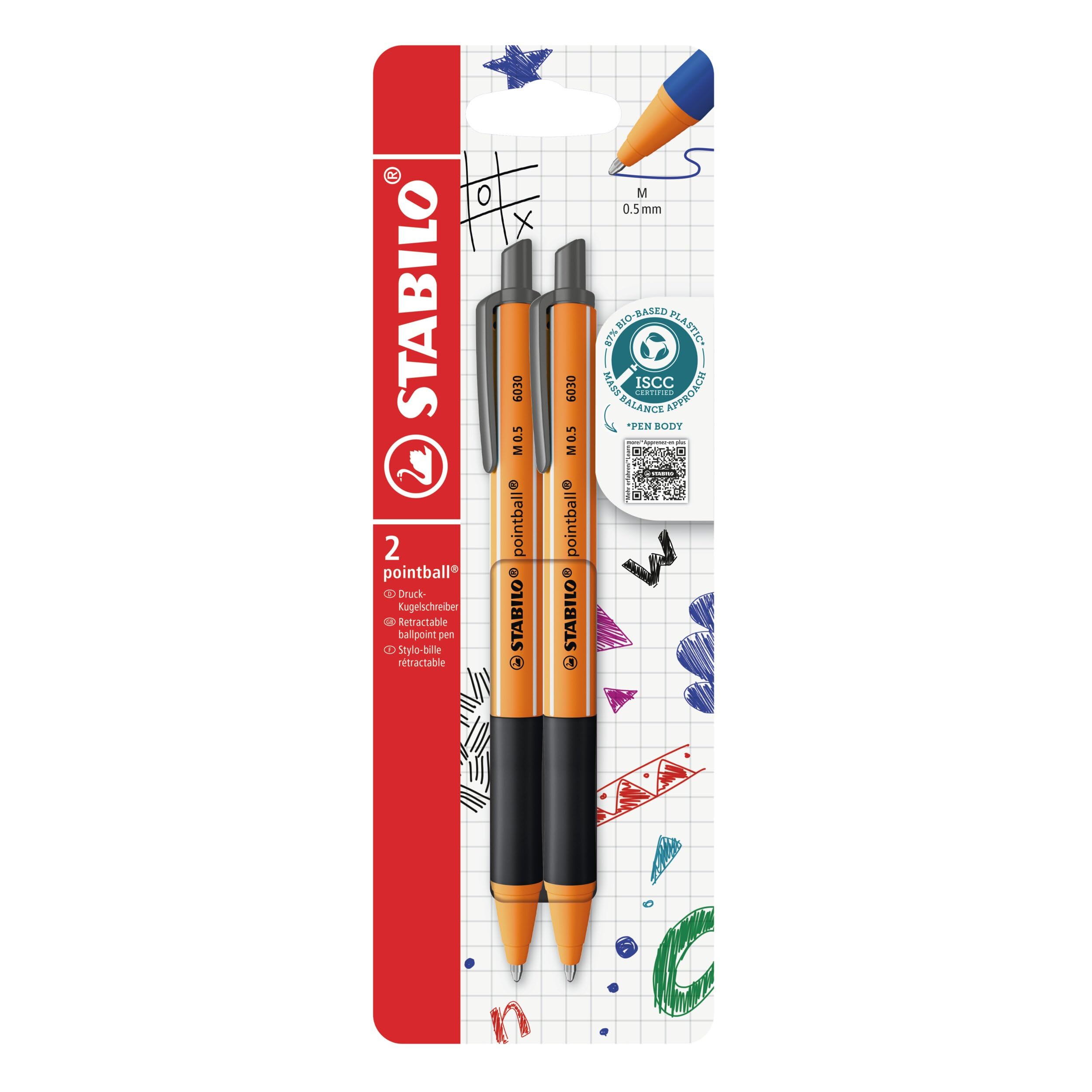 STABILO pointball - Ballpoint Pen - Pack of 2 - Black