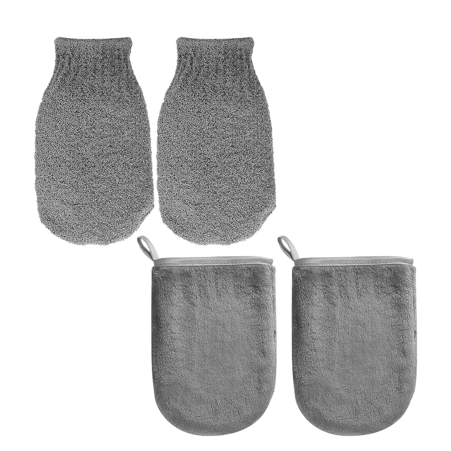 2PCS Scrub Gloves, 2PCS Facial Cleansing Gloves, Clean Body and Face, Exfoliate, Clean Dirt Dead Skin, Scrub Gloves, For Body, Face(Grey)