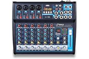 Pyle Professional Audio Mixer Sound Board Console Desk System- Interface 8 Channel Digital USB Bluetooth MP3 Computer Input 48V Phantom Power Stereo DJ Studio FX 16Bit DSP Processor, Black - PMXU83BT