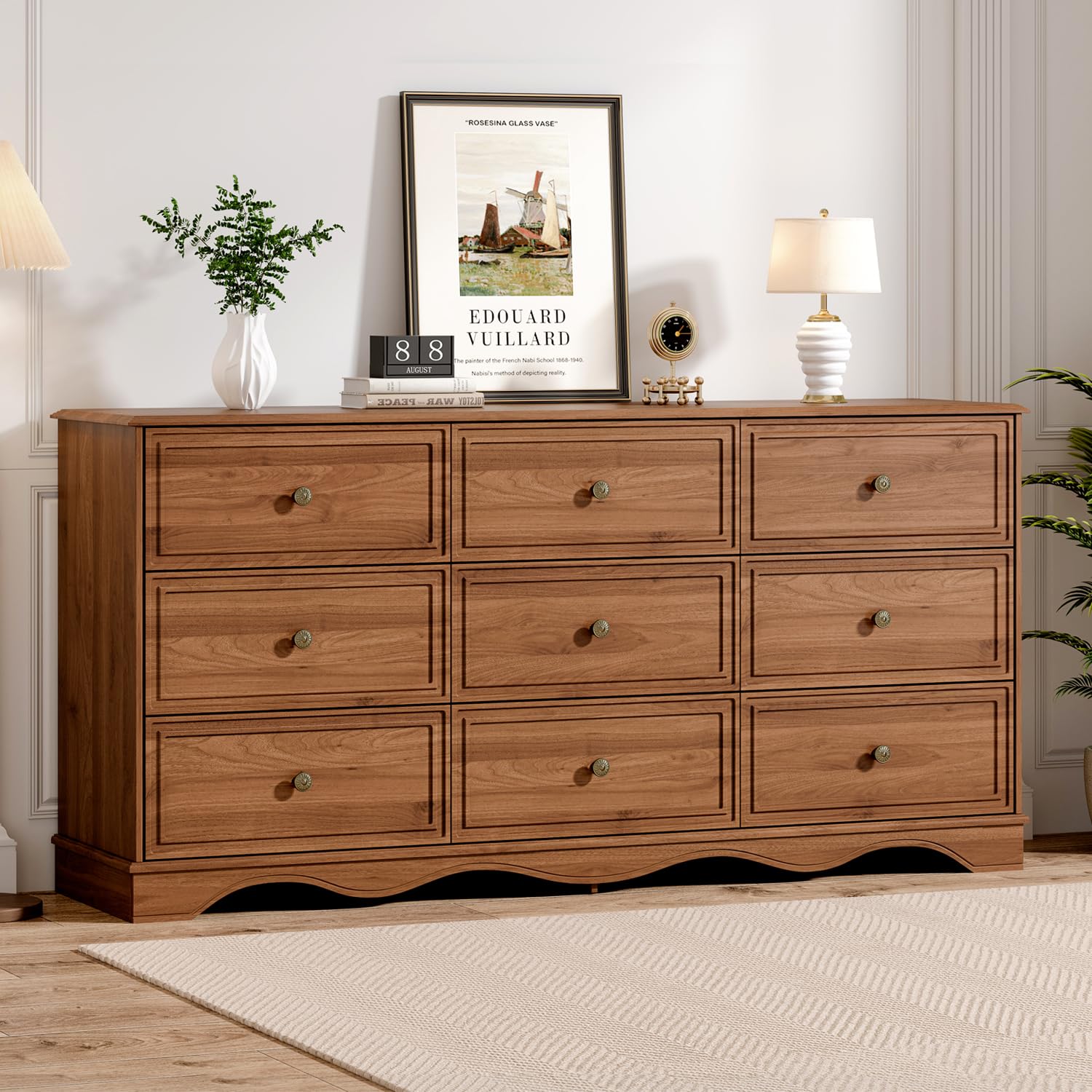 Photo 1 of *Minor Damage - See clerk notes*
Chrangmay 9 Drawer Dresser,63" Wide Mid Century Chest of Drawers,Wooden Bedroom Drawer Dresser with 9 Storage Drawers for Bedroom,Living Room,with Anti-Tipping Device,Umber.