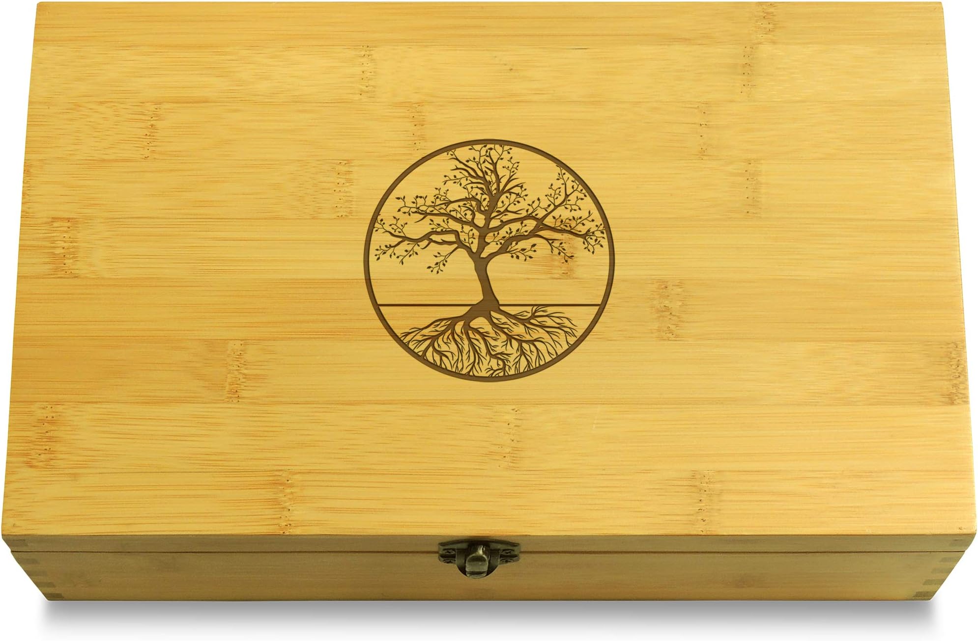 Cookbook People Multikeep Tree of Life Wood Gift Box - Engrave Lid with Name - Store Gear, Papers, Lighters