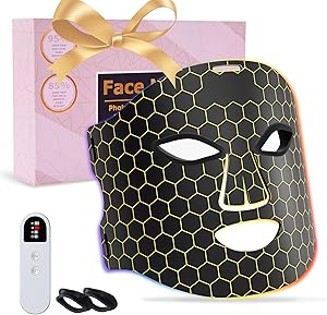 Rotlichtlampe LED Maske – 4-Farben-Lichttherapie mit 240 LEDs, Wiederaufladbare Lichttherapie für Anti-Aging, Hautverjüngung und Straffung (Schwarz2)