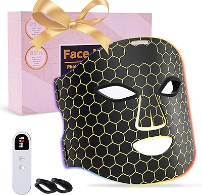 Rotlichtlampe LED Maske – 4-Farben-Lichttherapie mit 240 LEDs, Wiederaufladbare Lichttherapie für Anti-Aging, Hautverjüngung und Straffung (Schwarz2)