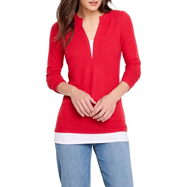 NIC+ZOE Women's Coastal Vines Top - Dolman Sleeve, Stretch Knit, Frond Pattern In Blues - Versatile Pullover