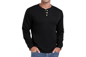 Sailwind Men's Henley Shirt Fleece Lined Long Sleeve Heavyweight Thermal Layer Pullover