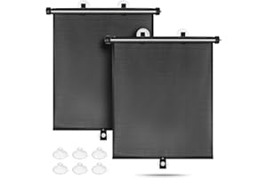 Sfee Car Window Shade for Side Windows, 2 Pack Car Sun Shade Retractable Window Shades for Car Blocks Heat and UV Rays Glare 