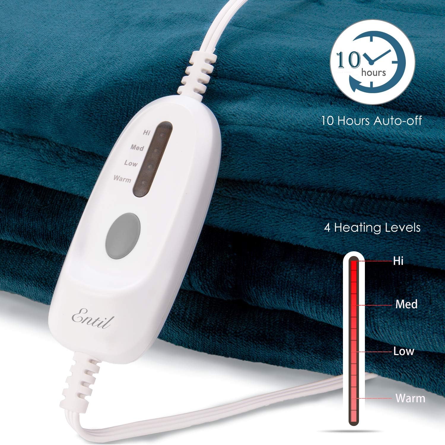 Electric Heated Blanket Twin Size 62"x 84" Flannel & Sherpa Reversible Blanket for Full Body with 10 Hours Auto Off & 4 Heat Settings, Fast Heating and Machine Washable, Home Office Use: Home & Kitchen