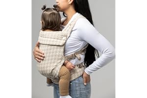 Mabē Monarch Ergonomic Baby Carrier – Premium Cotton Soft Structured Newborn to Toddler Carrier with Hip-Healthy Design, 3 Carry Positions (7-35lbs), Lightweight & Breathable, (Houndstooth)