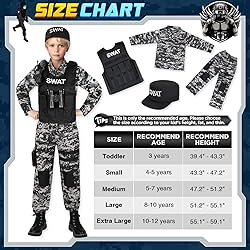 Luucio SWAT Police Costume for Kids, Kids Police