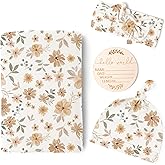 Konssy Baby Girl Newborn Receiving Blanket with Matching Headband and Beanie Set Baby Swaddle Nursery Swaddle Wrap