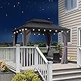 PURPLE LEAF 8' X 10' with Galvanized Steel Double Roof Outdoor Patio Gazebo with Light for Lawn and Garden Permanent Hardtop Gazebo Grey