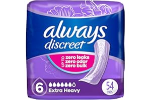 Always Discreet Adult Incontinence Pads for Women, Extra Heavy Absorbency, Regular Length, Postpartum Pads, Up to 100% Bladde