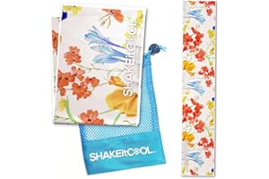 SHAKEitCOOL Original Cooling Towel – Be Cool in Style - Heat Relief, Soft, Lightweight, Sun Protection, Easy Clean - Perfect for Biking, Running, Yoga, Gym, Gardening - Flower