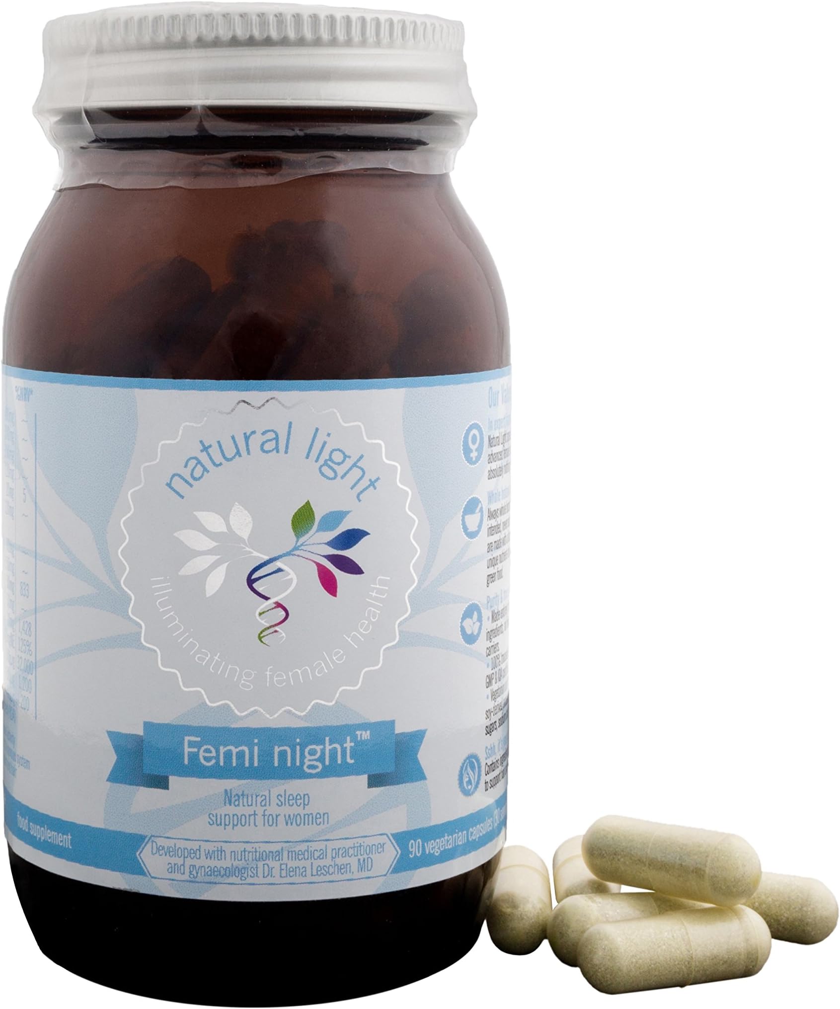 Femi Night - Advanced Natural Herbal Sleep Support for Women (90 Small Vegan Capsules) - Pure, Traceable & Advanced Sleep Supplement for Women
