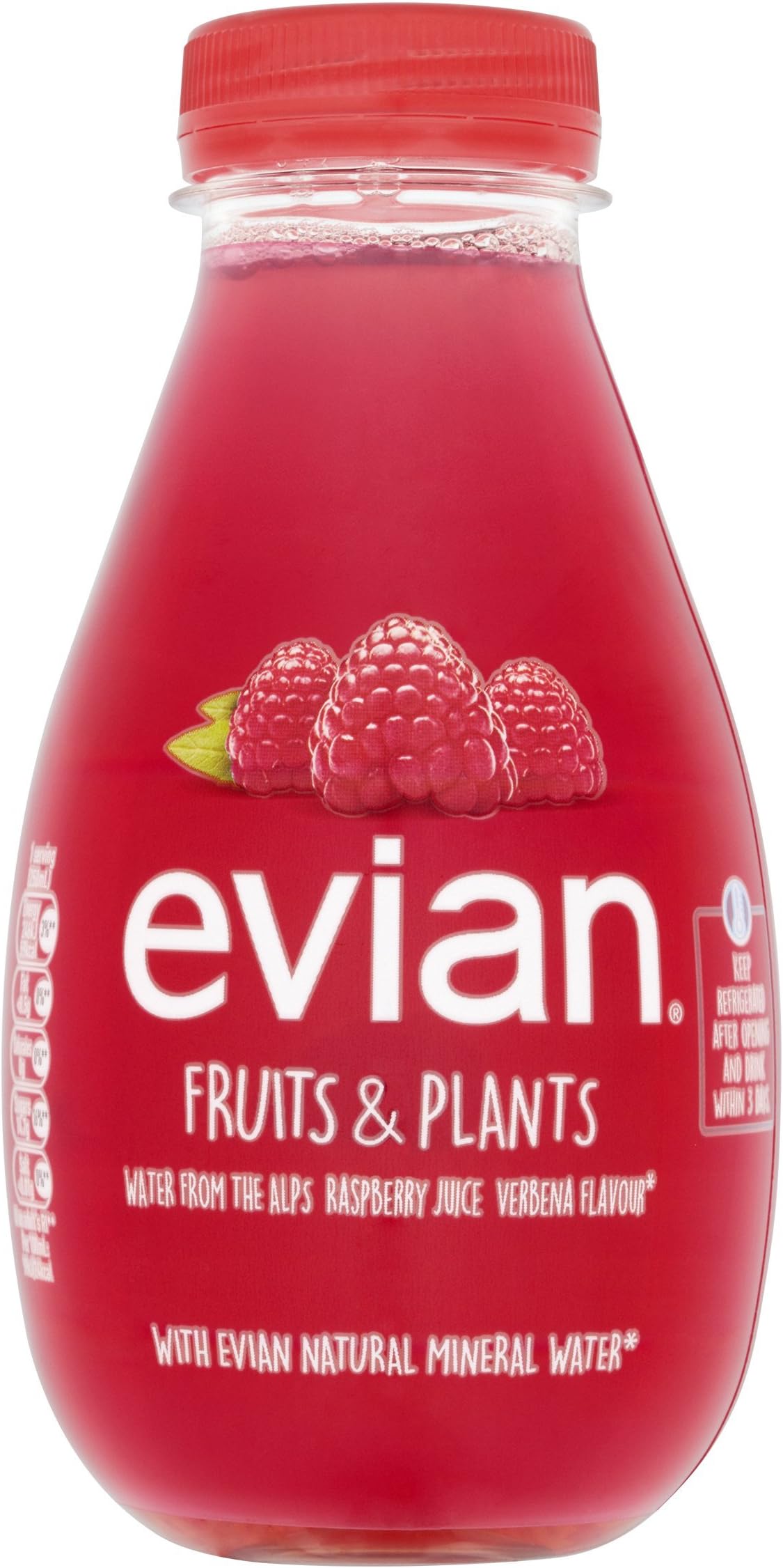 Evian Fruits and Plants Raspberry and Verbena Flavoured Mineral Water, 12 x 370 ml