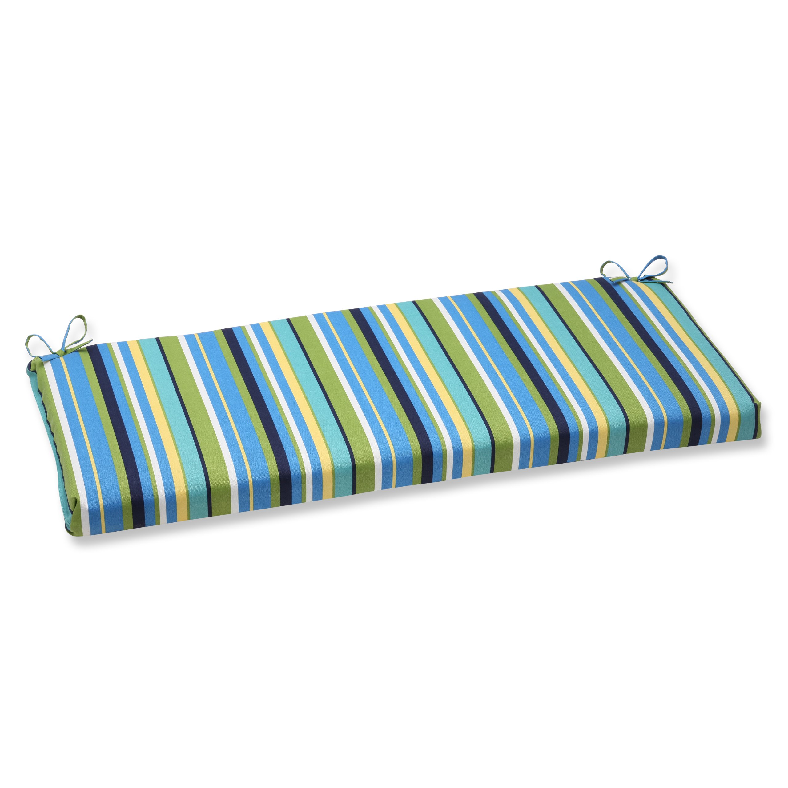Pillow Perfect Outdoor/Indoor Topanga Stripe Lagoon Bench/Swing Cushion, 45" x 18", Blue