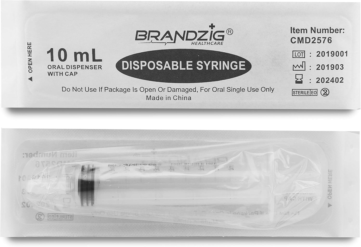 10ml Oral Syringe with Cap (100 Pack) | Oral Dispenser Without Needle, Luer Slip Tip | Individually Wrapped Medicine Dropper for Infants & Pets: Health & Personal Care