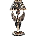 Design Toscano Isis Diety Egyptian Decor Accent Sculptural Desk Table Lamp, 9 inches wide, 17 inches tall, Cast Stone Resin, Black & Gold Finish