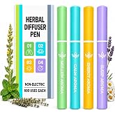 Herbal Diffuser Pen, Non-Electric Mullein Botanical Aroma Sticks 4 Pack | Four Botanical Aroma Profiles for Adult Personal Use, Portable for Home, Office, Travel and Gym, Up to 600 Uses Each