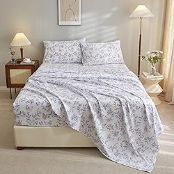 VClife White Floral Sheets Soft Microfiber