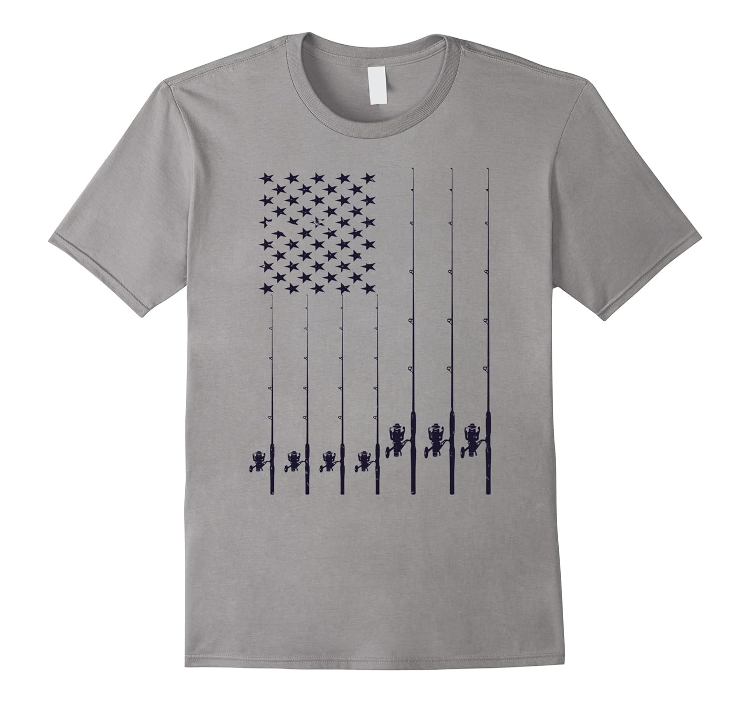 Distressed American Flag Rods T-shirt Cool Fisherman Top Tee-ANZ