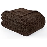 WDCOZY Brown Waffle Throw Blanket for Couch Bed, Reversible Super Soft Plush Knitted Blanket, Lightweight Cozy Fuzzy Fluffy T
