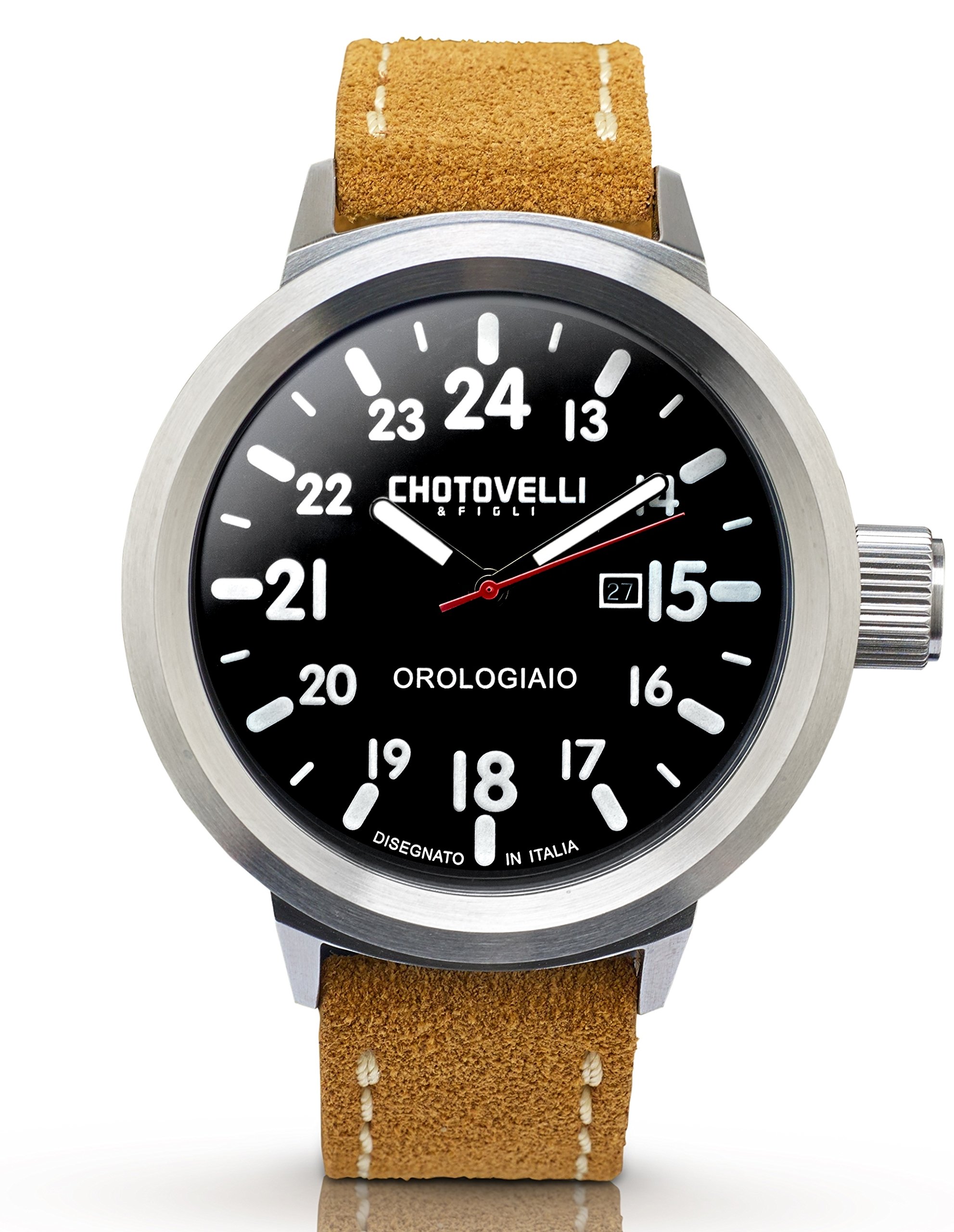 chotovelli Men’s Big Pilot Watch 50mm Type Luminous dial Brown Leather Band- 747.2 — image 1