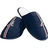 FOCO MLB Men's Officially Licensed Embroidered Primary Logo Game Day Team Color Baseball Sherpa Slides Slippers