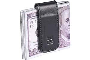 GH GOLD HORSE Slim Magnetic Money Clip Genuine Leather Business Card Holder for Men, Black