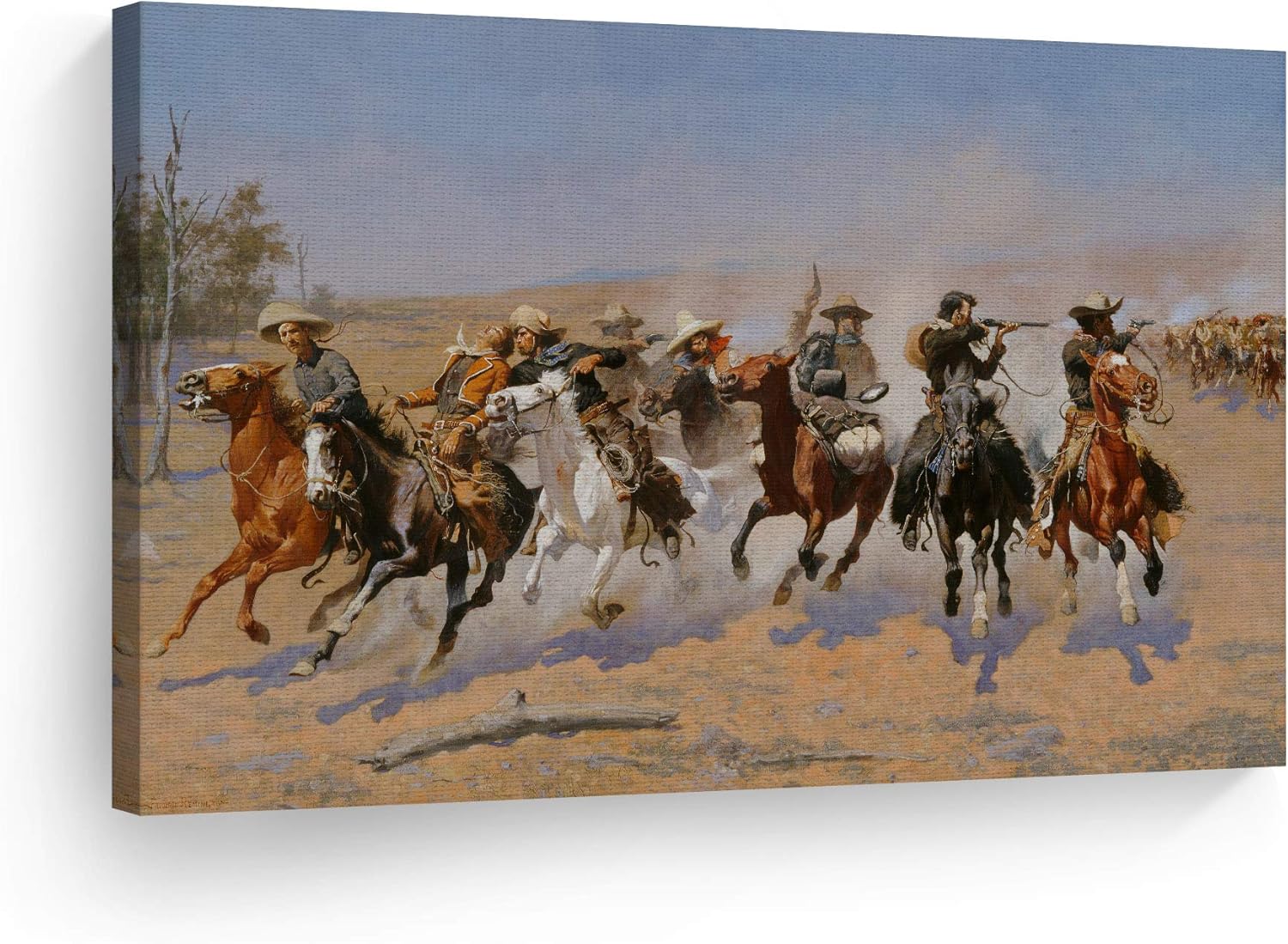 A Dash for The Timber, Frederic Remington Classic Art Canvas Print Famous Fine Art Oil Painting Reproduction Canvas Wall Art Home Decor Stretched Ready to Hang-%100 Made in The USA- 24x36
