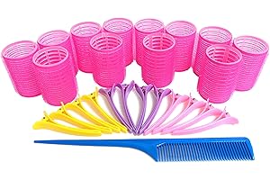 Kamay's Hair Rollers Set 12 count Curlers Rollers With 12 Duckbill Sectioning Clips 1 Combs Used for Hair Haircut Styling Vel