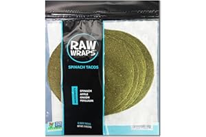 Raw Wraps, Gluten Free, Paleo, and Keto Friendly, Shelf Stable, 6 Tacos per Pack , Vegan, Non-GMO, No Added Salt or Sugar, Yeast Free, Low Carb Tortilla Wraps, Spinach Flavor
