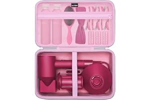 L LTGEM Hair Dryer Case Compatible with Dyson Supersonic Hair Dryer, Laifen SE/SE Lite, Slopehill 1902, Cosy Companions ZCY883, ANNE BETTY Blow Dryer Cases, Blow Dryer Storage Cases, Pink(Case Only)