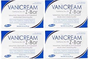 Vanicream Z-Bar Medicated Cleansing Bar, Pyrithione Zinc 2% for Seborrheic Dermatitis & Dandruff, Soap-Free, Gluten-Free, 3.5 oz (Pack of 4)