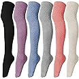 Liitrsh 6 Pairs Women Knee High Fuzzy Socks Soft Long Thigh High Warm stockings Cozy Slipper Plush Socks