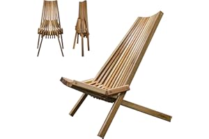 Melino Wooden Folding Tamarack Chairs, FSC Certified Acacia Low Profile Adirondack Chairs, Wood Folding Chair for Outdoor, Patio, Porch, Pool, Backyard, Garden, Balcony and Deck - Natural - Single