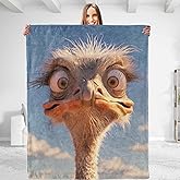 Funny Ostrich Throw Blanket - Soft Plush, Lightweight, Warm, Fuzzy Anti-Pilling Flannel Blanket for Couch, Bedroom, Travel, Bed - Perfect Comfy Gift 50in×60in