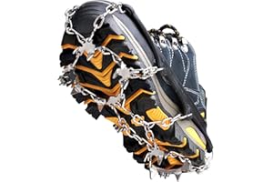 CIMKIZ Crampons Ice Cleats Traction Snow Grips for Boots Shoes Women Men Anti Slip 19 Stainless Steel Spikes Safe Protect for Hiking Fishing Walking Climbing Mountaineering