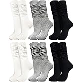 WILLBASIC 6 Pairs Slouch Socks for Women, Soft Extra Long Thick High Slouch Slouchy Sock for Women Mothers Gifts