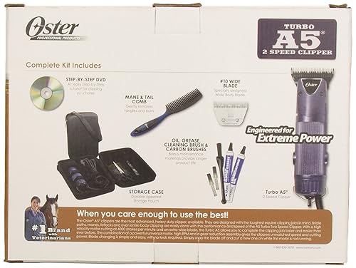 Oster Professional A5 Turbo 2-Speed Equine Clipper Kit Blue in