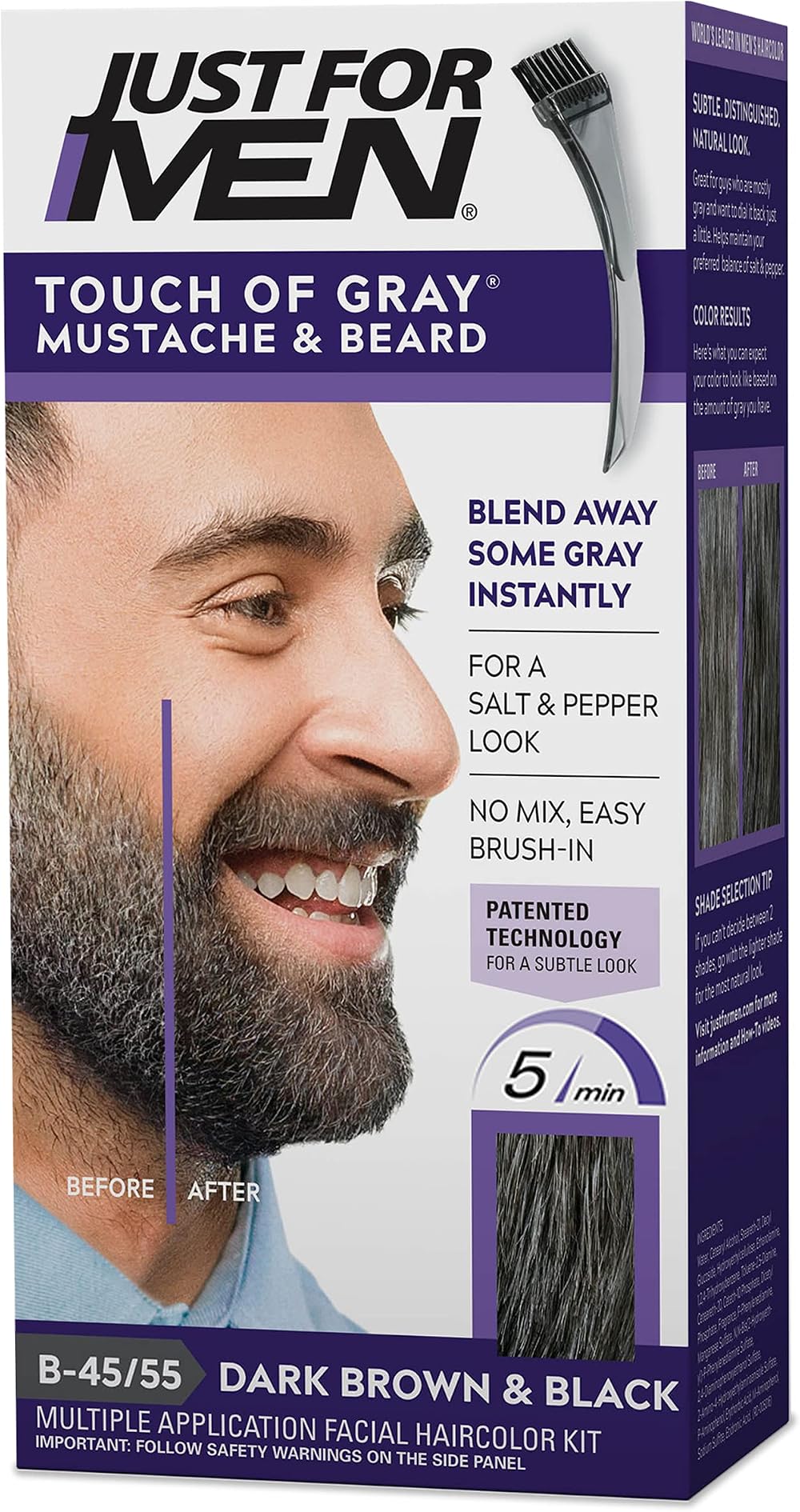 Just For Men Touch of Gray Mustache Beard Dark Brown Black Reduces Gray