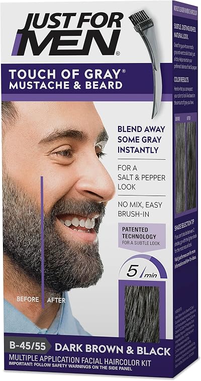 Just For Men Touch of Gray Mustache Beard Dark Brown Black Reduces Gray
