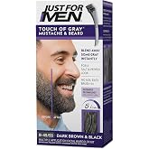 JUST FOR MEN Touch of Gray Mustache &amp; Beard, Dark Brown &amp; Black (1 Pack) | Touch of Gray Mustache &amp; Beard dark brown/black instantly blends away gray for subtle salt &amp; pepper look. Easy application.