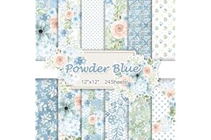 NASZONUS 24 Sheets Floral Scrapbook Paper, 12"X12" Inch Scrapbook Paper, 90LB, 12 Designs Decorative Paper for Card Making Scrapbook Photo Album Decor