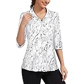 Misyula Style Womens Golf Polo Shirts 3/4 Sleeve Quarter Zip Pullover Dry Fit Tennis Workout Tops S-2XL