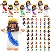 Yelakey Mini Jesus Figures 50pcs Little Tiny Jesus Figurines in Bulk Classic Religious Christ Savior Jesus Decor for Baptism Sunday Easter Egg Stuffers Brown