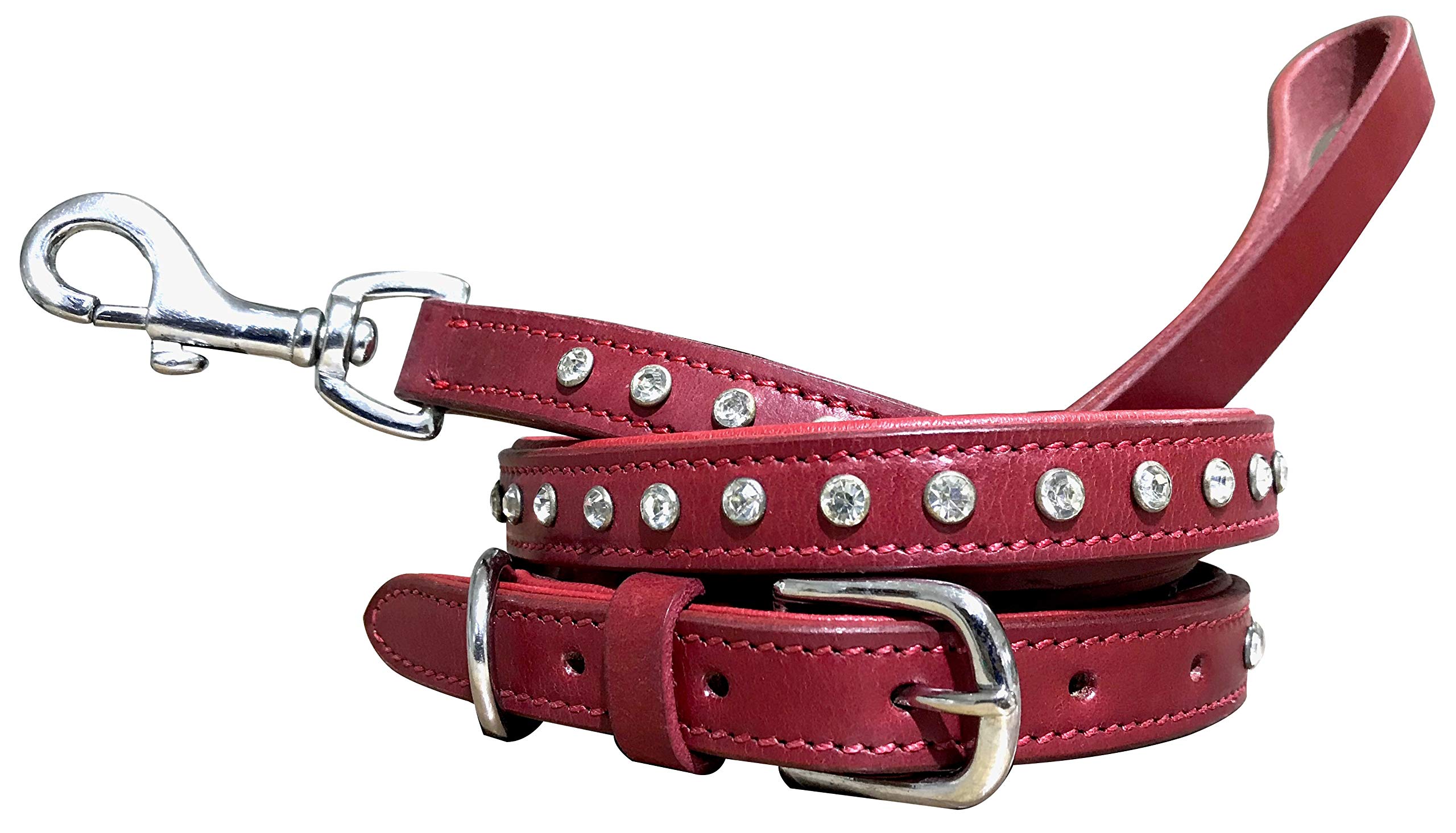 BRADLEY CROMPTON Genuine Leather Matching Pair Dog Collar and Lead Set L