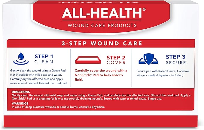 Amazon Com All Health Non Stick Pads 2 In X 3 In 100 Pads For Covering Wounds Helps Prevent Infection Health Personal Care